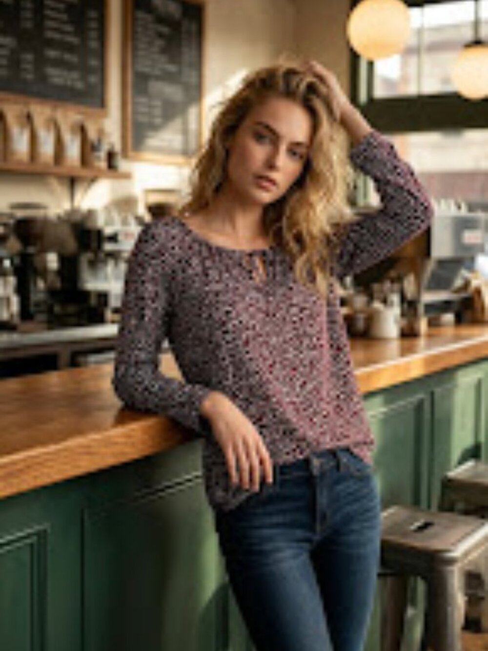 Winter Wine Long-sleeved Heart Design Tunic